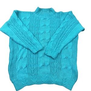 Forenza Sweater Vintage 80's 90's Large Turtleneck Chunky Cable Knit